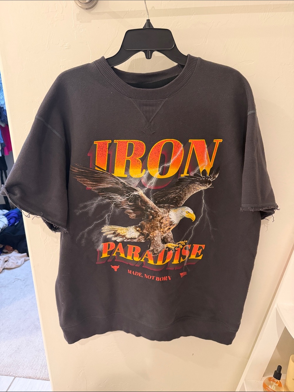 Iron Paradise Black Graphic Eagle Short-Sleeve Sweatshirt